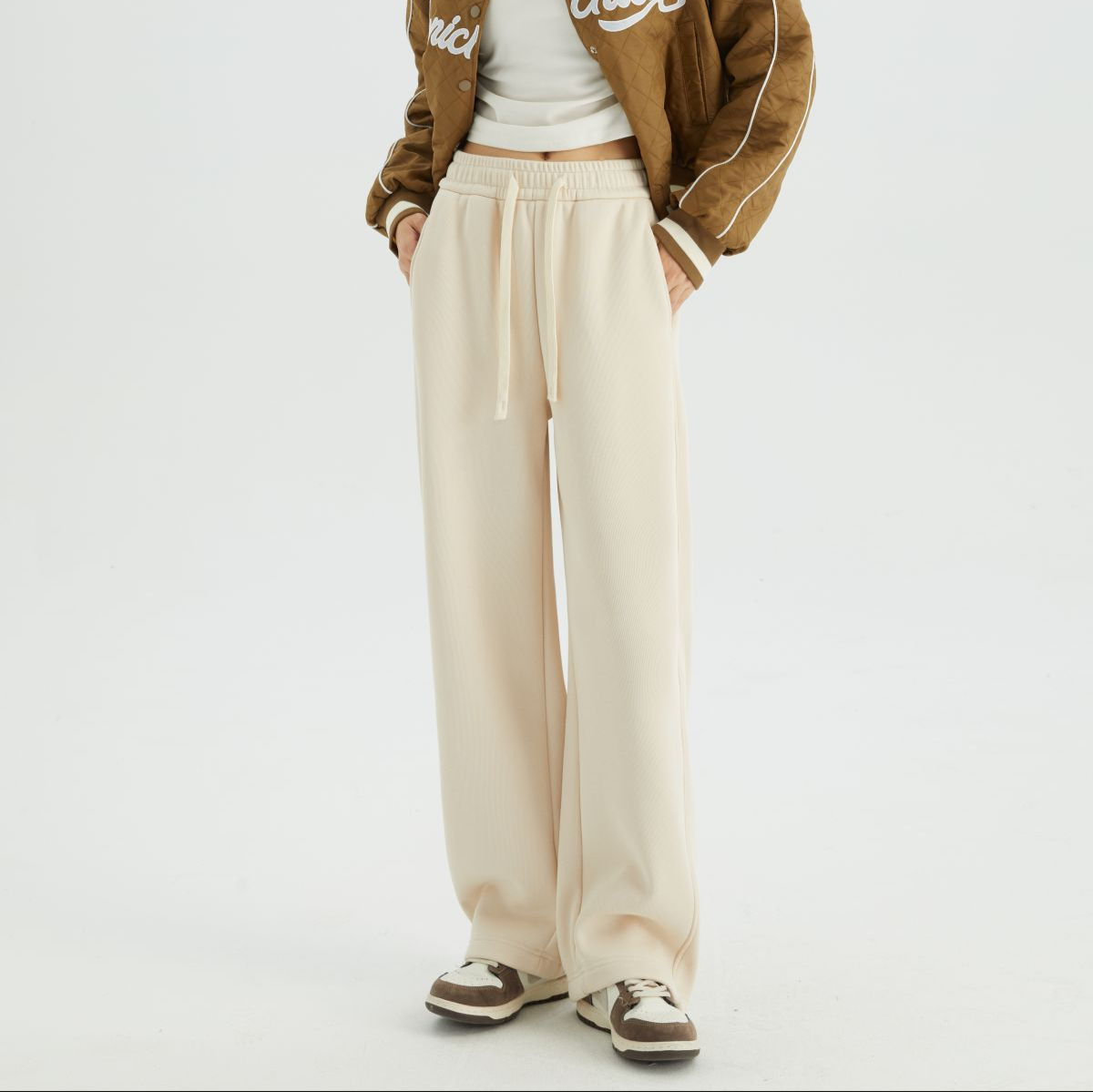 【特厚棉绒裤】25冬加绒加厚800克倍暖特厚棉绒阔腿长休闲裤子女