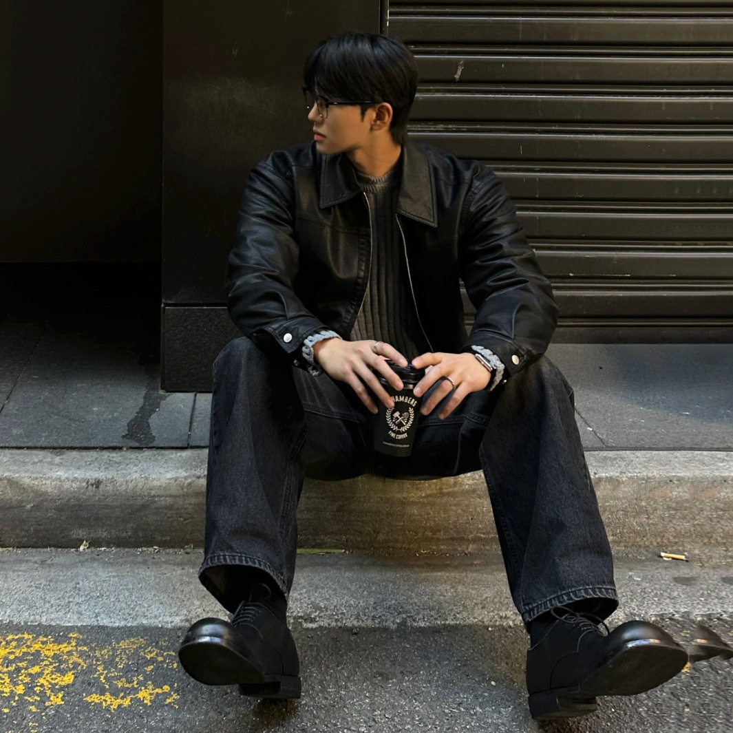 【特价】BJ痞帅短款翻领皮衣士秋季宽松休闲复古外套韩系通勤风穿