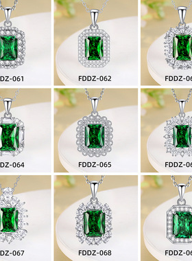 钻石之乡商丘人工钻石碎花祖母绿S925银项链配饰女送礼纪念锁骨链