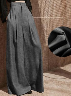 2024秋冬新款版型 灰色腰休闲阔腿裤设计感坠感甩腿裤女