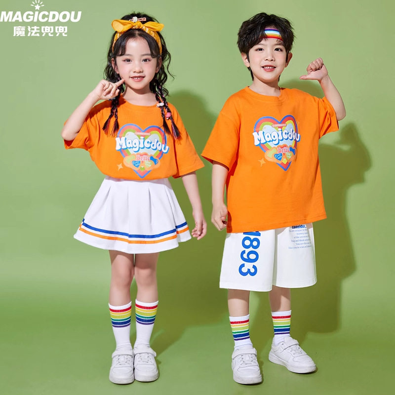 儿童啦啦队演出服小学生运动会集体表演套装幼儿园拉拉操班服走秀