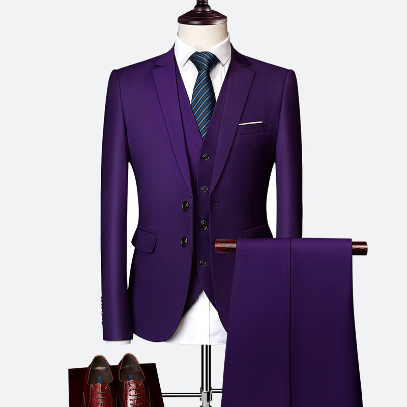 Men 3 Pieces Slim Fit Casual Tuxedo Male Suits Set 西服套装