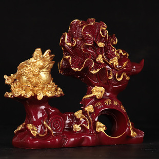 金蟾摆件朱砂摇钱树客厅摆件装饰品客厅旺宅电视柜酒柜装饰摆件