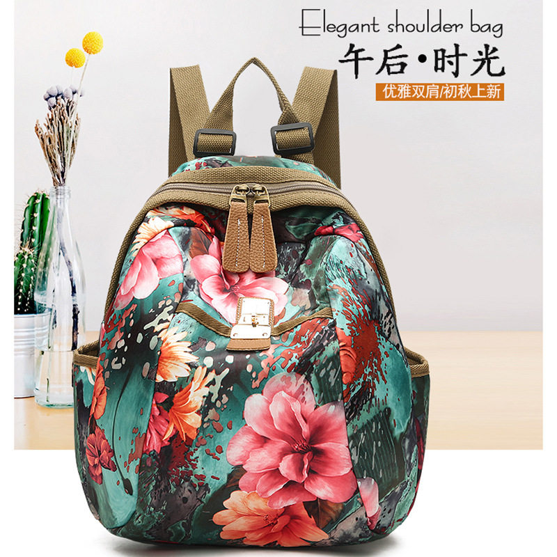 小众时尚女包牛津布包印花双肩包妈咪包学生旅行背包新款女土背包