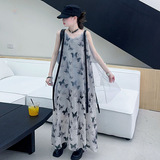 女童夏款吊带连衣裙儿童海边度假长款裙子女大童夏装级感沙滩裙，商品下架区，祺儿童装