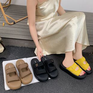 松糕厚底拖鞋2026春季新款级感超火休闲一字拖女鞋面包凉拖外穿