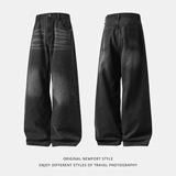 做旧牛仔裤秋季新款街复古廓形宽松潮牌直筒长裤MN2442-P60控98，男装牛仔裤，电商A362