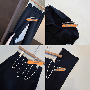 超模大长腿～加绒加厚腰显瘦小黑裤 女秋冬新 微喇阔腿裤