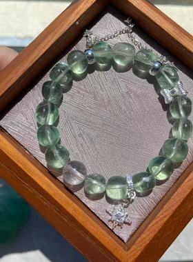 【流萤梦】天然绿萤石手链小红书同款清露冰透白水晶手串饰品