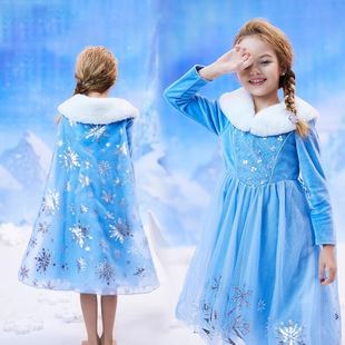 2025秋冬季新款艾莎公主裙女童儿童生日冰雪奇缘艾沙原版连衣裙子
