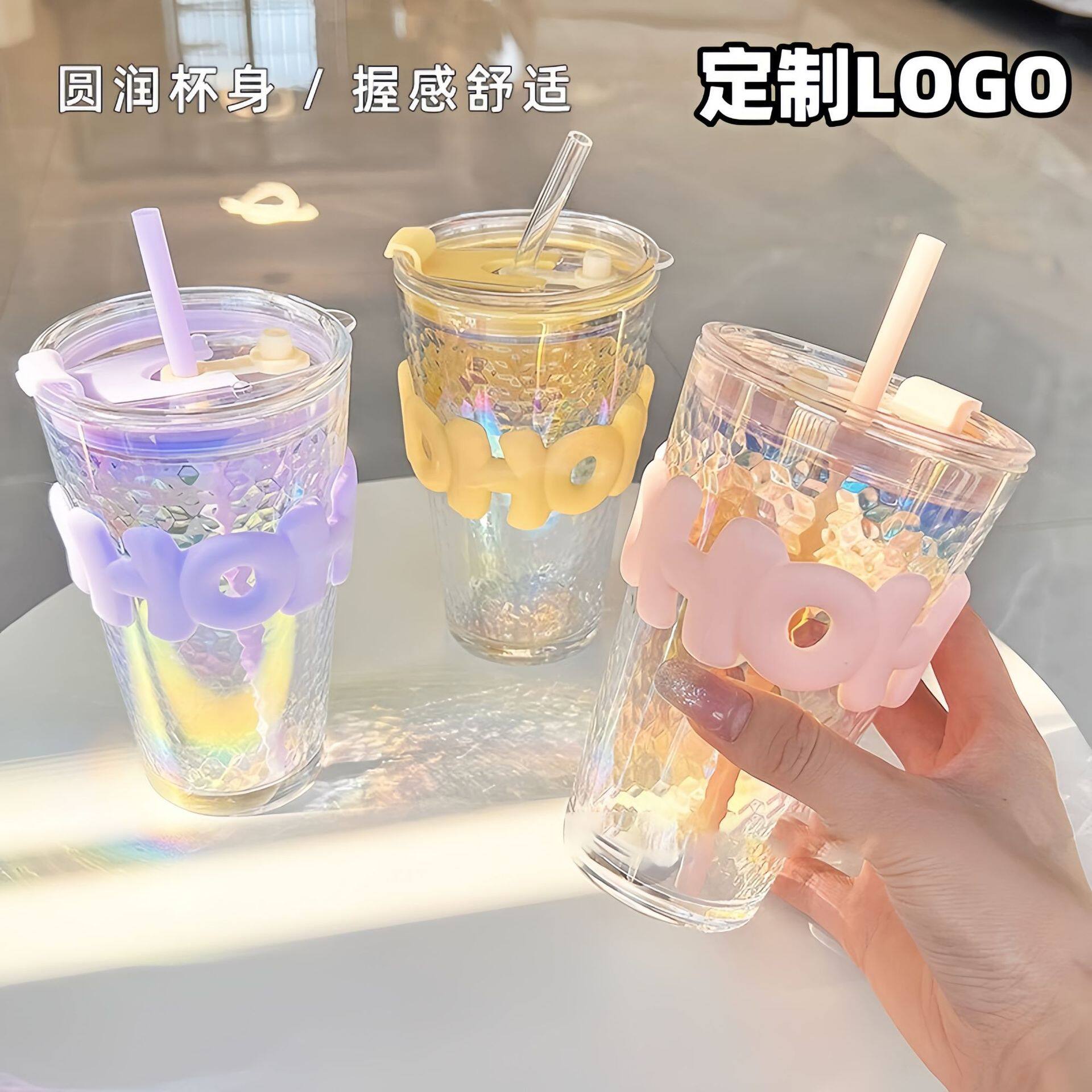 颜值玻璃杯夏日碎冰杯韩版ins玻璃杯