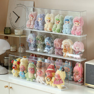 泡泡玛特手办玩偶收纳展示架娃娃展示盒亚克力透明防尘柜盲盒收藏