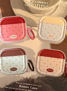 ins韩系撞色波点适用airpods3耳机套pro2保护套4蓝牙无线1挂环3