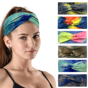 欧美跨境热卖 渐变交叉发带头饰户外运动头带瑜伽发带吸汗头巾 韩版
