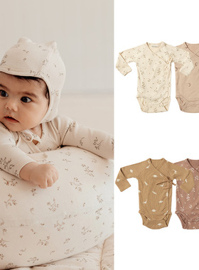ins风婴儿纯棉包屁衣新生儿长袖连体衣2023春秋三角哈衣爬服TSM