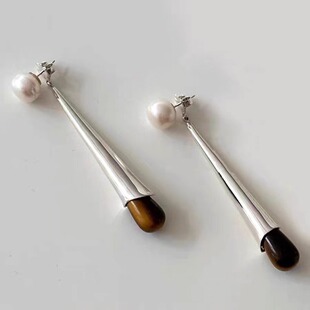 大气SophieBuhai法式复古黑玛瑙重工珍珠耳环长款吊坠耳饰earring