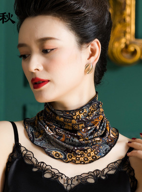 大厂直销防寒护颈围脖桑蚕丝针织围巾假领子防晒真丝套头脖套1148