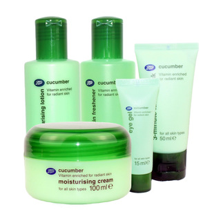 Boots泰国小黄瓜爽肤水乳液面霜面膜眼霜套装 控油 清爽补水保湿