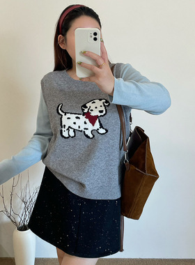 乃粒23665大码女装外穿内搭无袖背心2025冬胖mm提花小狗针织马甲