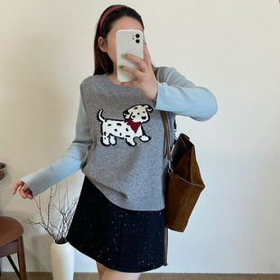 乃粒23665大码女装外穿内搭无袖背心2025冬胖mm提花小狗针织马甲