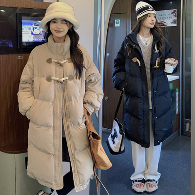 牛角扣新中长款羽绒棉衣女冬装韩版宽松oversize立领防寒服袄外套