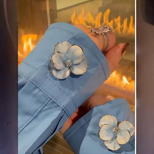 Button Covers超仙蓝色渐变袖扣衬衫礼服领扣衣物配饰免缝制按扣