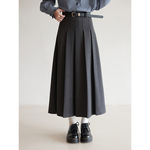 【英格兰优等生】复古腰百褶a字半身裙女装秋季中长裙N662C
