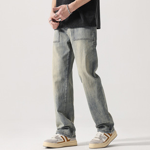 春夏复古水洗直筒垂感宽松街vibe裤 日系装 款 牛仔裤 子 美式