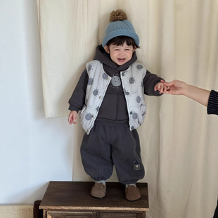 秋冬装衣服棉马甲外套韩版童装儿童服装2025新款童加厚套装