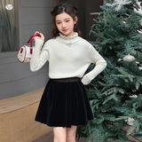 女童2025年秋冬新款公主风泡珠蝴蝶结毛衣女大童韩式学院毛毛上衣，童装毛衣，祺儿童装