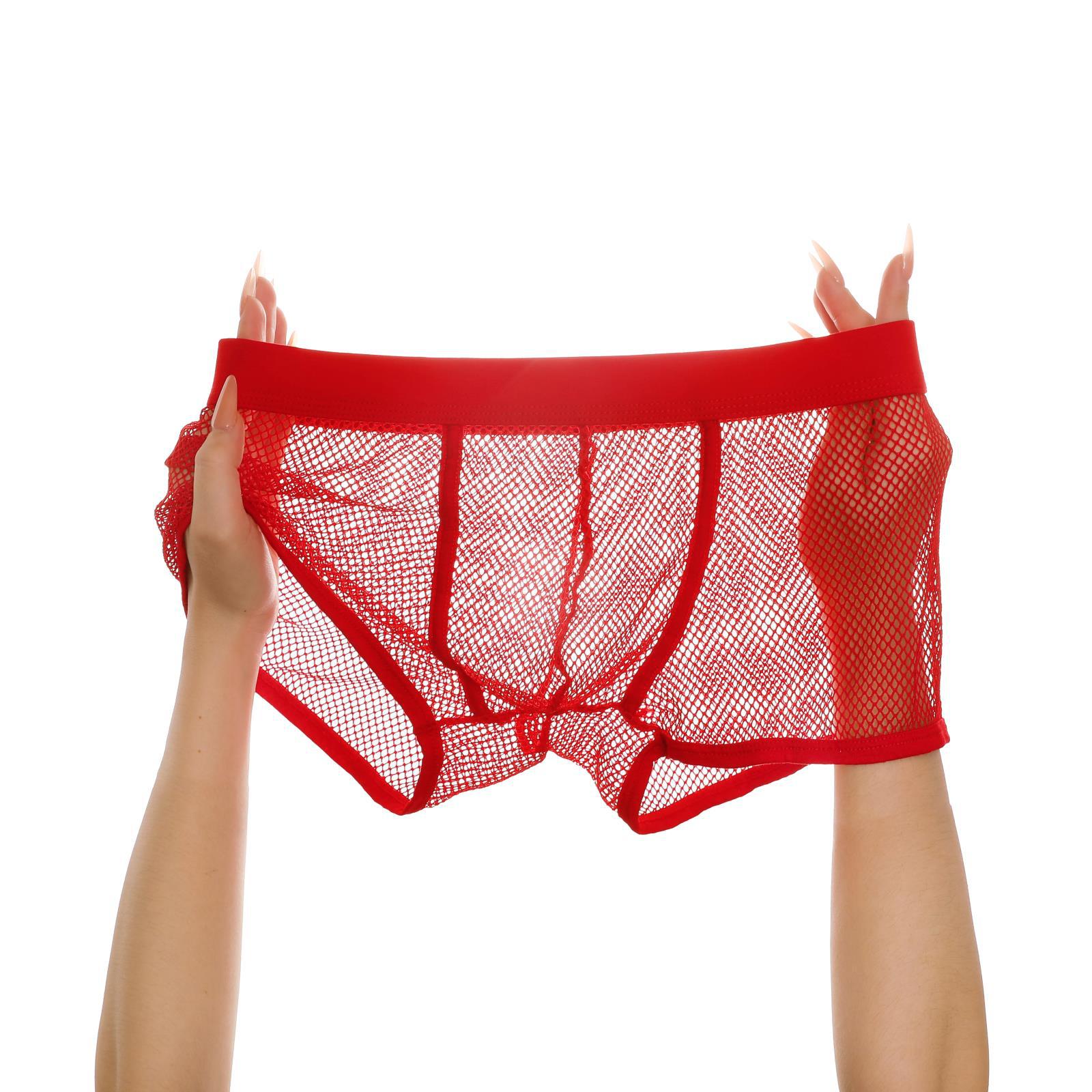 新品男士内裤性感透明平角裤