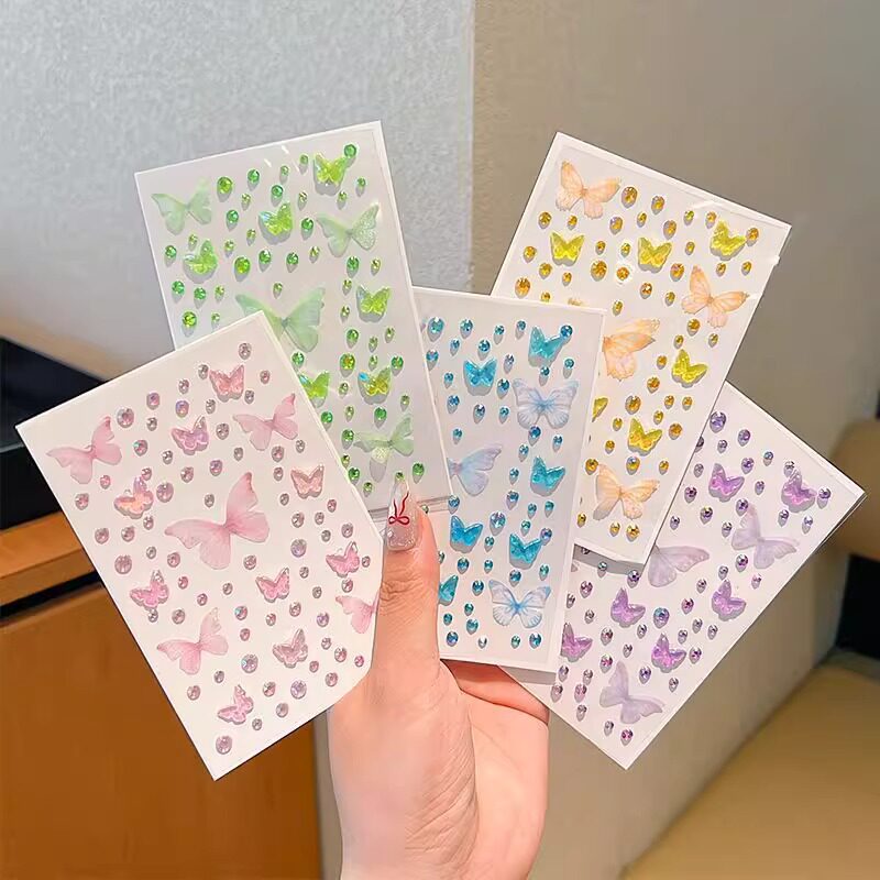 网红眼妆薄纱蝴蝶贴脸饰品儿童表指甲装饰