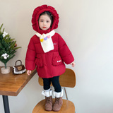女童加绒棉衣冬季2025新款儿童洋气新年棉衣女冬季红色保暖外套，童装棉衣，祺妙童装