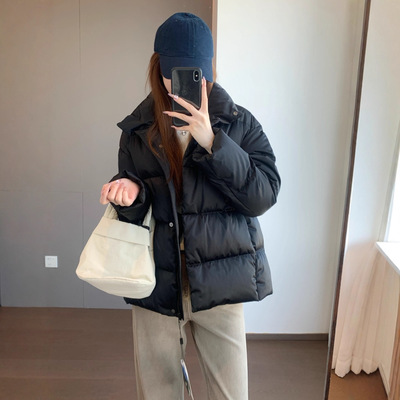 三星90%白鹅绒 雾面面料士线缝纫宽松版立领羽绒服25冬G120602