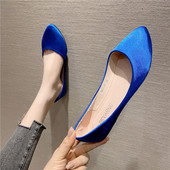 比雅恩24夏季 子 船鞋 绸缎布面透气平底尖头鞋 内里真皮舒适浅口女鞋