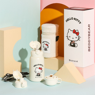 卡通儿童保温杯316不锈钢水杯女生便携吸管水杯子 hello KT联名款