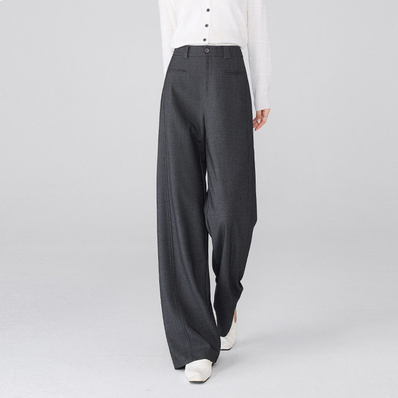 女款灰色西装裤2025级感垂感腰窄版休闲直筒裤子新款正品热销秋冬