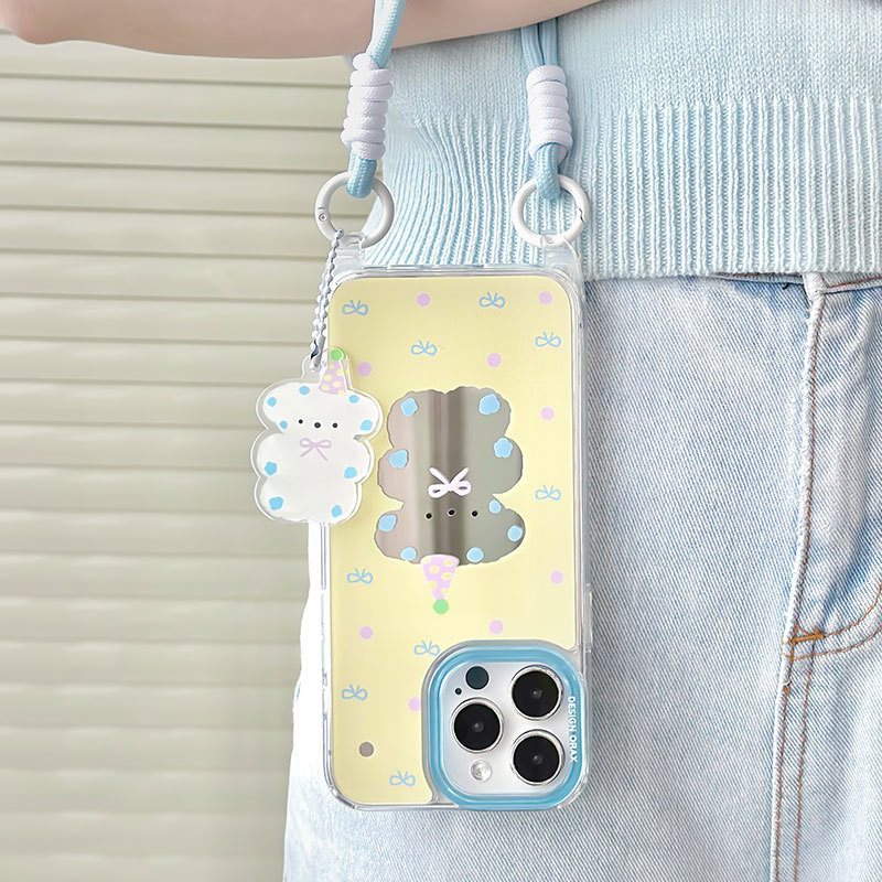 手提挂绳便携补妆苹果卡通16镜面