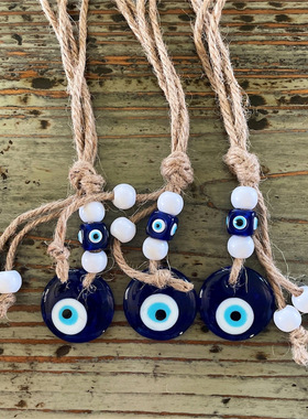 evil eye恶魔之眼挂饰 土耳其蓝眼睛挂件 墙挂车挂包包钥匙扣吊饰