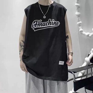 美式嘻哈hiphop冰丝无袖短款夏天背心百搭bboy运动上衣西海岸潮流