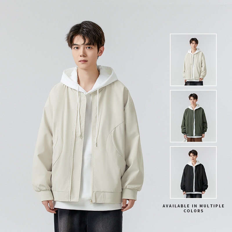 夹克外套高级感简约时尚棒球服男式军绿色潮牌宽松2025春季新款