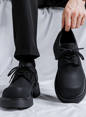 巴黎大头皮鞋男款厚底英伦风正装通勤夏季情侣米奇休闲增高德比鞋