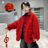 童拜年服加棉加厚外套2025年冬季新款中大童翻领夹克衫保暖棉衣，童装外套，祺儿童装