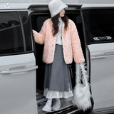 女童毛毛衣夹棉加厚2025冬季新款韩系皮毛一体外套中大童时髦上衣，童装外套，祺儿童装