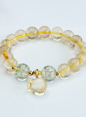 天然金发晶手串绿幽灵手链水晶