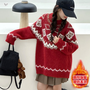 女童年服毛衣2025年秋冬新款中大童甜美提花针织衫显瘦春秋打底衫，童装毛衣，祺儿童装