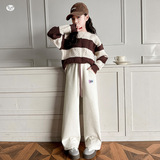 女童2025年冬季新款贴标羊驼绒彩裤女大童户外加厚保暖直筒垂条裤，童装裤子，祺儿童装