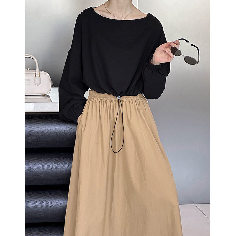 可乐2024秋季新款上衣韩系纯色设计感抽绳收腰长袖短款T恤-1,女装/女士精品,卫衣/绒衫,淘宝优惠券,粉丝福利购,淘宝优惠卷