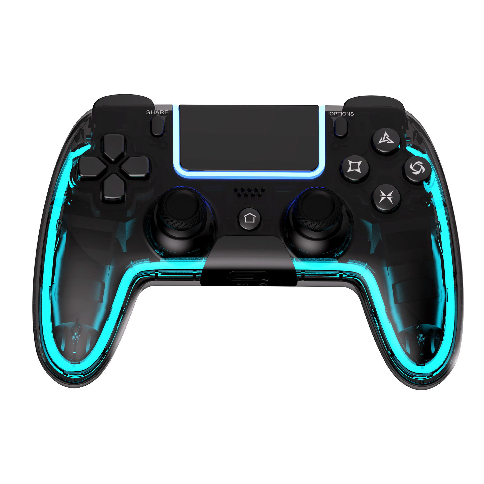 新款RGB灯光ps4游戏手柄霍尔3D摇杆蓝牙手柄背部编程手机ps4手柄