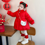 女童棉服冬季2025新款儿童洋气女加绒加厚拜年服冬装棉衣外套P116，童装棉衣，祺妙童装
